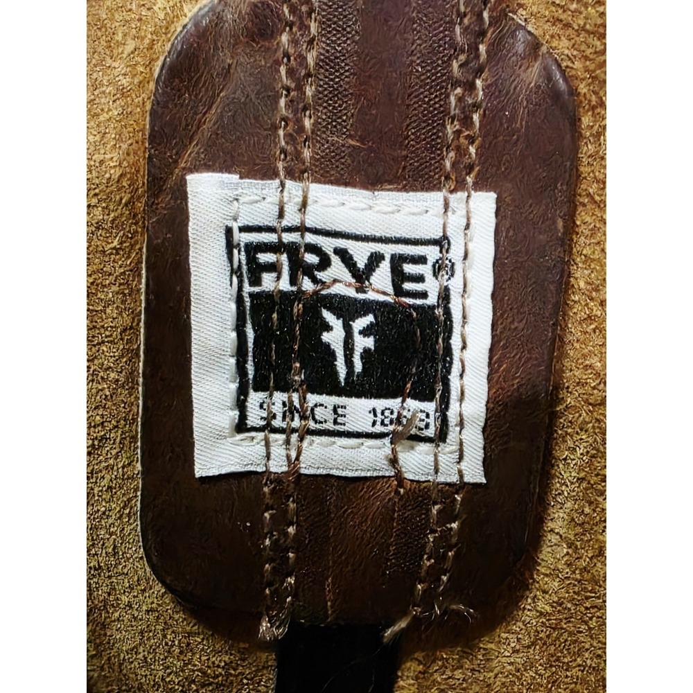 Frye 77300 Tan Brown Leather Boot Riding Moto Harness Women Biker 10 M Used RARE - Picture 9 of 16